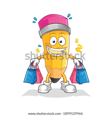 pencil shoping mascot. cartoon vector