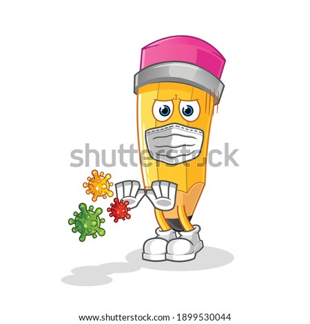 pencil refuse viruses cartoon. cartoon mascot vector