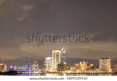 Downtown Jacksonville Florida at night by the river