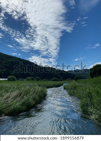 Cool small river under the blue sky