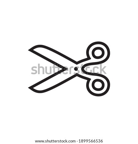 Scissor linear vector icon. Scissors cutting.
