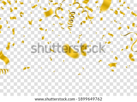 Yellow and golden baloons on the upsteirs with golden confetti isolated on  background. illustration of beautiful, candy, glossy baloons, luxury greeting rich card Royalty-Free Stock Photo #1899649762