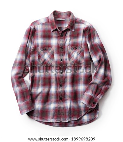 Flannel shirt on a white background. View from above