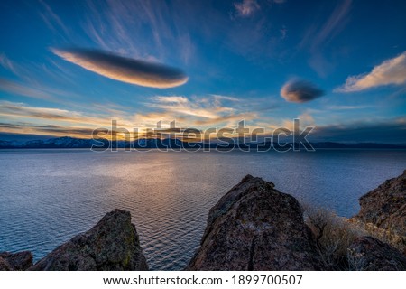 Lake Tahoe Nevada At Cave Rock at Sunset