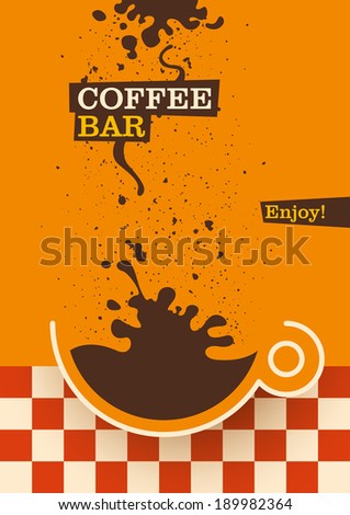 Modern coffee bar poster design. Vector illustration.