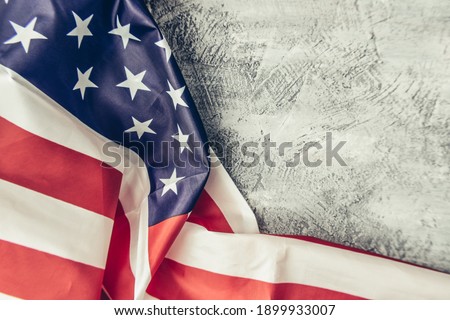 American Flag Background on wooden table