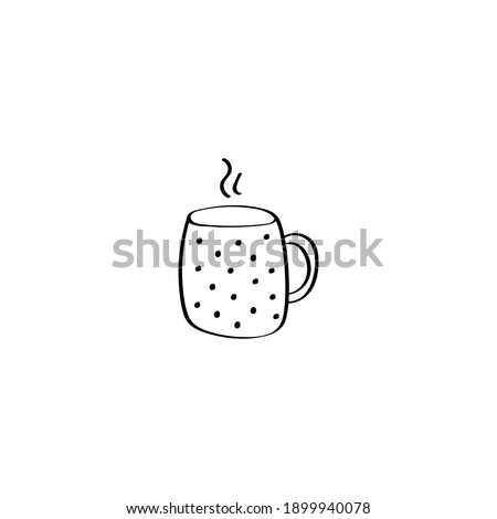 Cute cup sign. Vector doodle icon. Hand drawn illustration