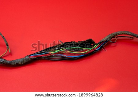 Mysuru,Karnataka,India-January 22 2020; A Picture of a damaged Electrical wires of a Motor vehicle which has been bitten and eaten by the rodents which is a common phenomena in automobiles.

