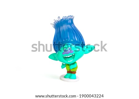 collectible cartoon figurine - Trolls on a white background