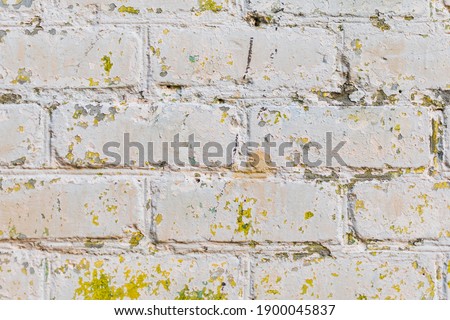 old white painted brick wall close up