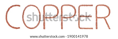   Copper name  made of copper wire  isolated on white background