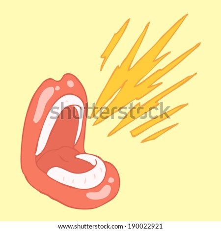 cartoon screaming mouth (lips and teeth) vector illustration, hand drawn