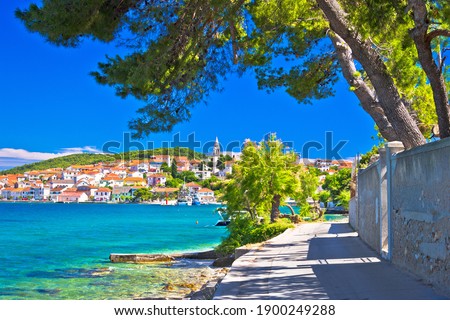 Zadar archipelago. Kali on Ugljan island turquoise sea and walkway view, Dalmatia region of  Croatia
 Royalty-Free Stock Photo #1900249288