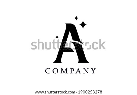A simple black and white alphabet letter logo for company and corporate. Creative star design with swoosh. Can be used for a luxury brand or icon lettering