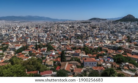 Landscape of building in Athens seen from Acropolis