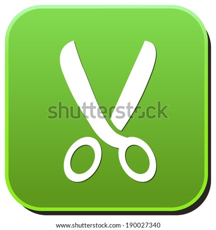 Scissors on green button