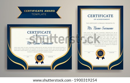 Blue and Golden Certificate Award Design Template Royalty-Free Stock Photo #1900319254