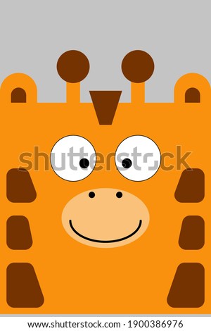 Cheerful plain giraffe head with a square head for baby products and children