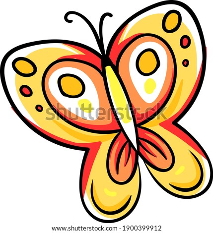 Yellow butterfly, illustration, vector on a white background.