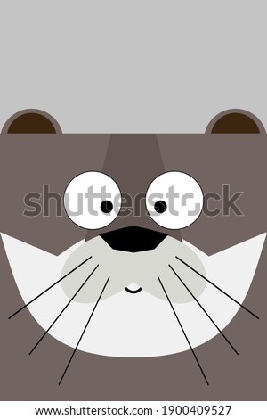 Cheerful plain otter head with a square head for baby products and children