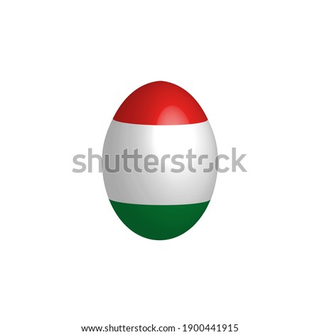 Easter egg in the colors of the flag of Hungary. Hungary flag. Easter chicken egg. Christian religion and culture. Christian cross. Hungarian symbol. Religious holiday. Hungarian holidays.