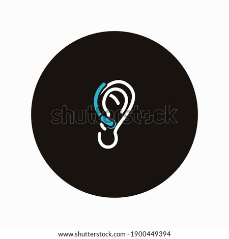 Ear with earphone icon design vector illustration. Listening concept