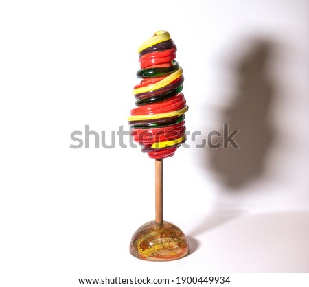 Glass decorative object made of ottoman colored paste candies displays different perspective pieces on white backdrop abstract pastel wonderful background buying now. 