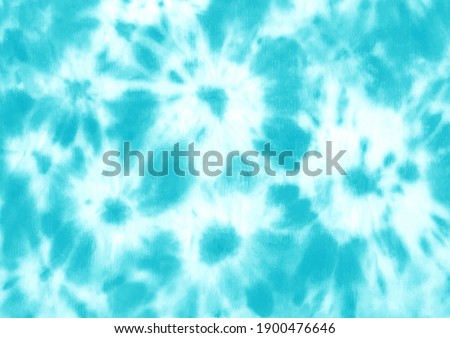 Tie dye shibori pattern. Hand painted ornamental blue teal turquoise colored elements on white background. Abstract texture. Print for textile, fabric, wallpaper, wrapping paper Royalty-Free Stock Photo #1900476646