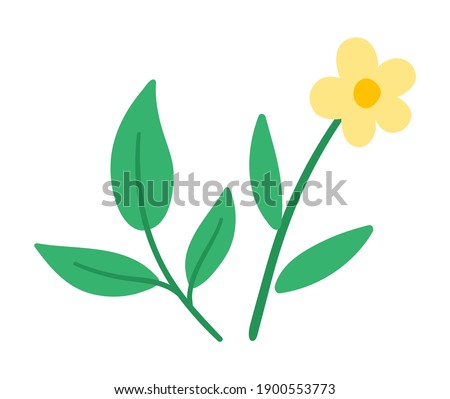Vector flower icon. First blooming plants illustration. Floral clip art. Cute flat spring abstract greenery isolated on white background.
