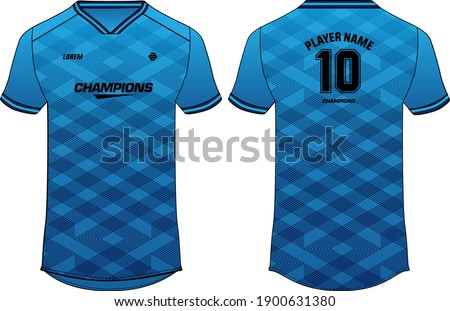 Sports jersey t shirt design concept vector template, sports active wear concept with front and back view for football, Cricket, soccer, Volleyball, Rugby, tennis and badminton uniform