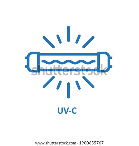 UV light sterilization icon, UV-c quartz light bulb for disinfection, ultraviolet lamp information sign, vector Royalty-Free Stock Photo #1900655767