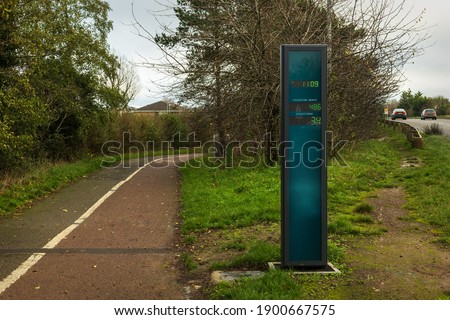 Electronic bike cyclist counter near motorway in england uk