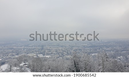 view of the city of linz in upper austria the picture was taken from a mountain 