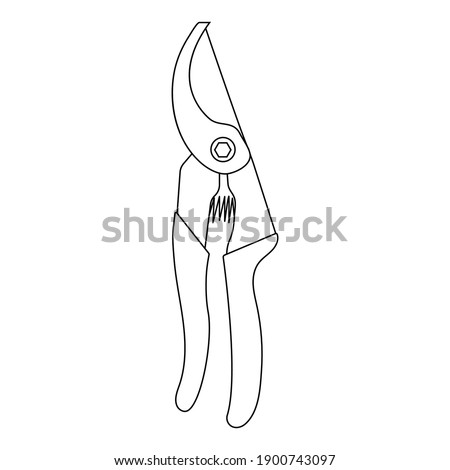 Garden secateur line style icon isolated on white background. Gardening tool. Simple icon. Clean and modern vector illustration for design, web, app, infographic.