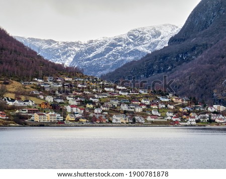 Aurlandsfjord and the mountains in Western Norway during winter