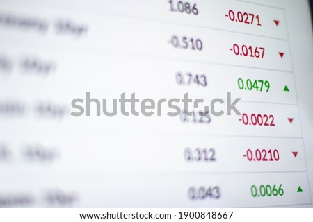 Stock market charts, Stock market number on a display. Concept: Investing stock market, gaining and losing profits, data market exchange
