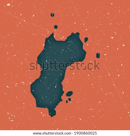 Mustique vintage map. Grunge map of the island with distressed texture. Mustique poster. Vector illustration.