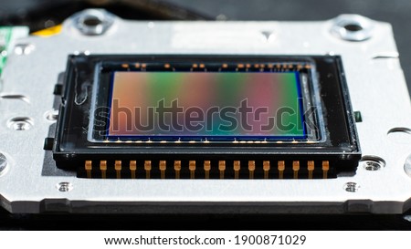 Close-up color block of the camera. Photosensitive element of the camera Royalty-Free Stock Photo #1900871029