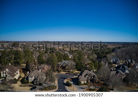 Aerial shot of an upscale subdivision in suburbs of USA