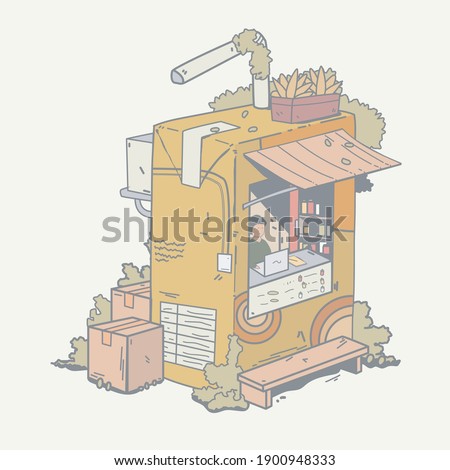 Cafe or Tavern. Abstract Vector illustration of Box orange juice and tavern or cafe. perfect to use poster or background and banner.