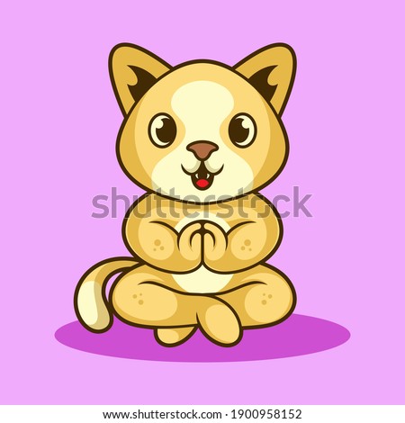 Illustration vector graphic of a cute cat doing yoga movement, perfect for logo mascot and logo icon.