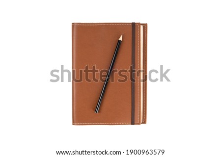 Notebook and pencil isolated on white background