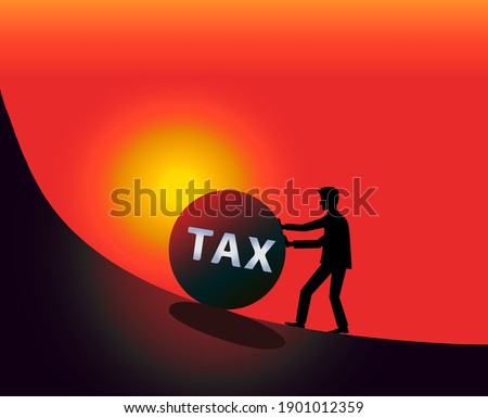 TAX text, tax is problem illustration concept with people vector