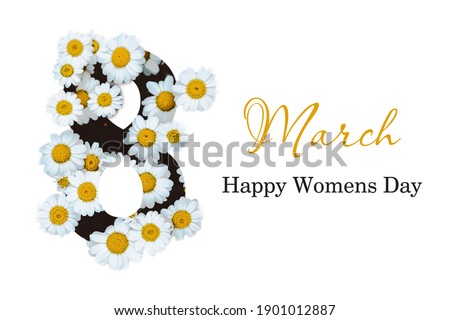Greeting card from March 8. Banner for the International Women's Day. A flyer for March 8 with a flower decor.