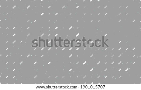 Seamless background pattern of evenly spaced white medical capsule symbols of different sizes and opacity. Vector illustration on grey background with stars