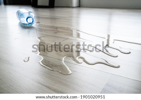 Water On House Floor Surface. Laminate Damage Royalty-Free Stock Photo #1901020951