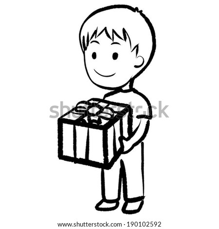 vector set of boy and a gift box