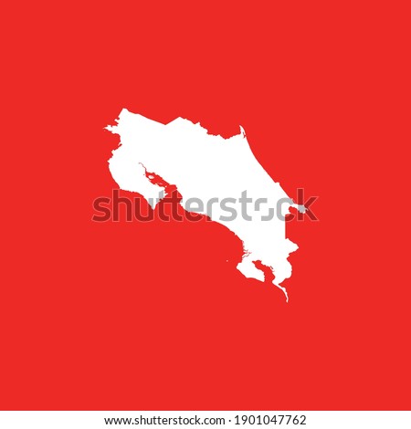 Map of Costa Rica isolated on red background, Vector Illustration EPS 10 Royalty-Free Stock Photo #1901047762