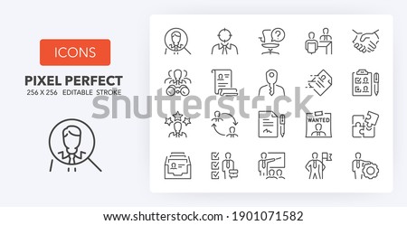 Hiring process, human resources concepts. Thin line icon set. Outline symbol collection. Editable vector stroke. 256x256 Pixel Perfect scalable to 128px, 64px... Royalty-Free Stock Photo #1901071582