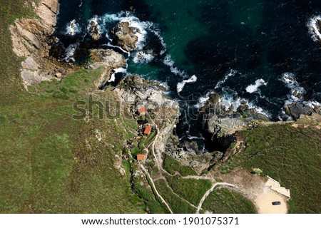 AERIAL VIEWS of the coast of Galicia from helicopter

